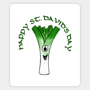 Happy St David's Day Leek Welsh Wales Funny Magnet